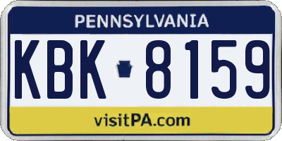PA license plate KBK8159