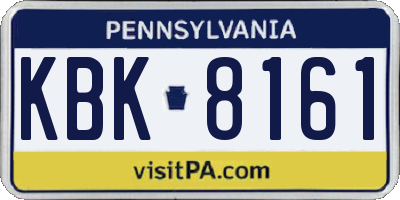 PA license plate KBK8161