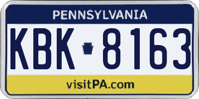 PA license plate KBK8163