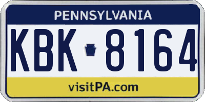 PA license plate KBK8164