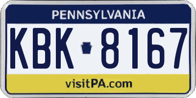 PA license plate KBK8167