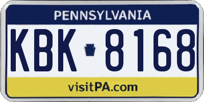 PA license plate KBK8168