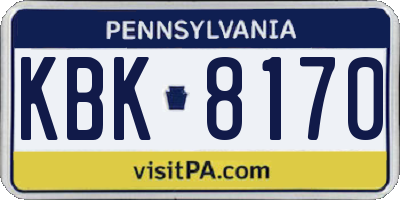 PA license plate KBK8170