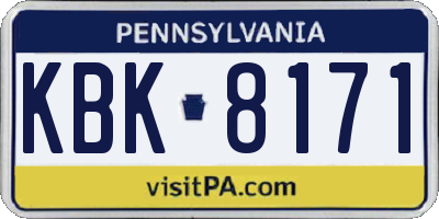 PA license plate KBK8171