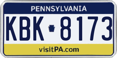 PA license plate KBK8173