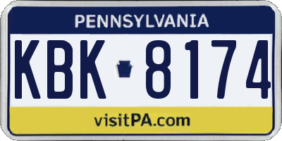 PA license plate KBK8174
