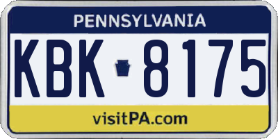 PA license plate KBK8175