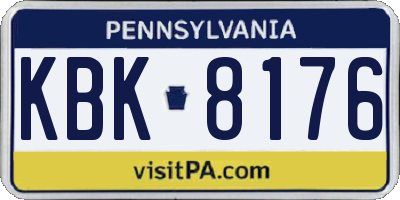 PA license plate KBK8176