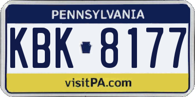 PA license plate KBK8177