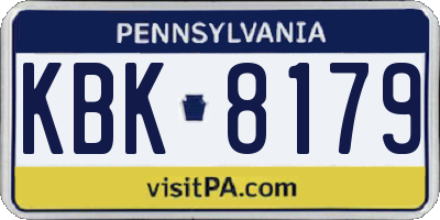 PA license plate KBK8179