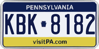 PA license plate KBK8182