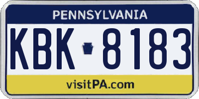 PA license plate KBK8183