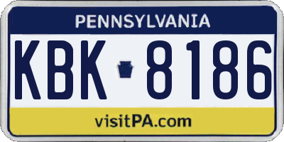 PA license plate KBK8186