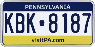 PA license plate KBK8187