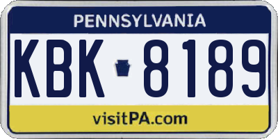 PA license plate KBK8189