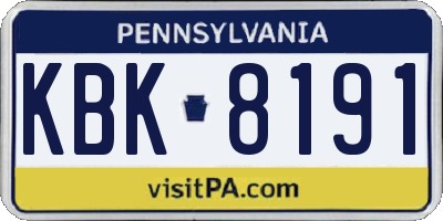 PA license plate KBK8191
