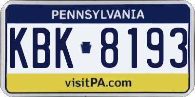 PA license plate KBK8193