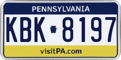 PA license plate KBK8197