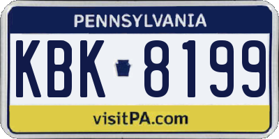 PA license plate KBK8199
