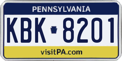 PA license plate KBK8201