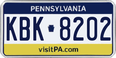 PA license plate KBK8202