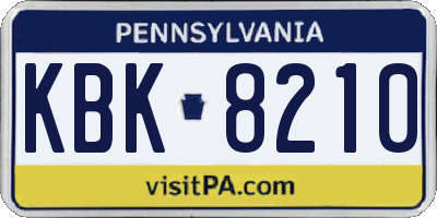 PA license plate KBK8210
