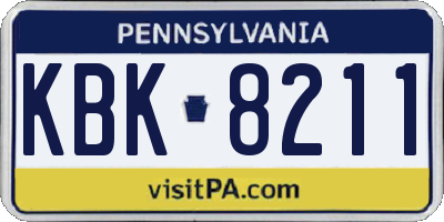 PA license plate KBK8211
