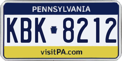 PA license plate KBK8212