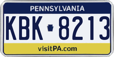 PA license plate KBK8213