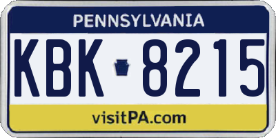 PA license plate KBK8215