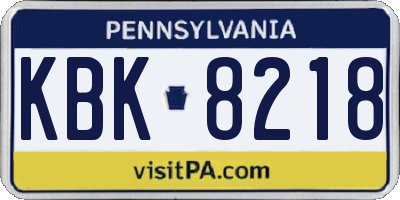 PA license plate KBK8218