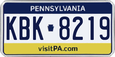 PA license plate KBK8219