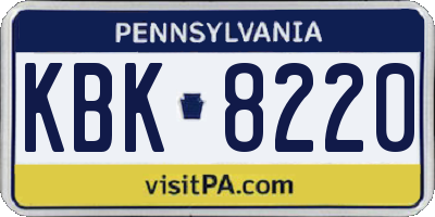PA license plate KBK8220