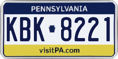 PA license plate KBK8221