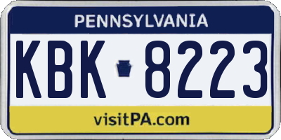 PA license plate KBK8223