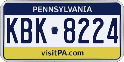 PA license plate KBK8224