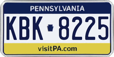 PA license plate KBK8225
