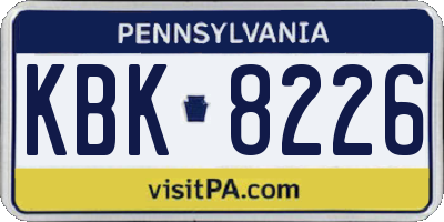 PA license plate KBK8226