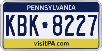 PA license plate KBK8227
