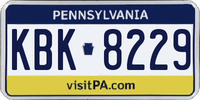 PA license plate KBK8229