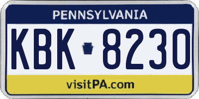 PA license plate KBK8230