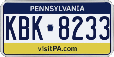 PA license plate KBK8233