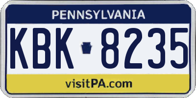 PA license plate KBK8235