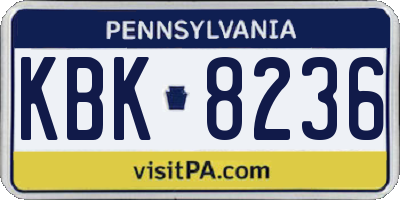 PA license plate KBK8236