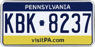 PA license plate KBK8237