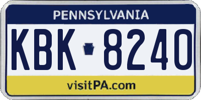 PA license plate KBK8240