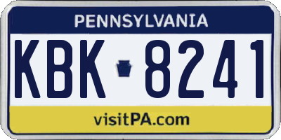 PA license plate KBK8241