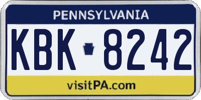 PA license plate KBK8242
