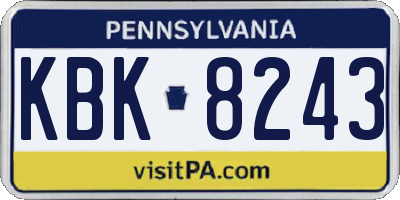 PA license plate KBK8243