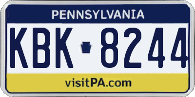 PA license plate KBK8244